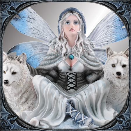 "Sansa" fairy and her 2 direwolves