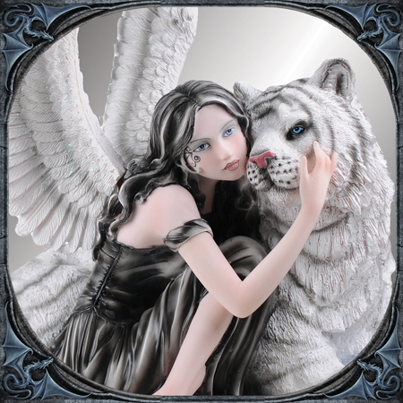 "Tigresse" angel with white tiger 