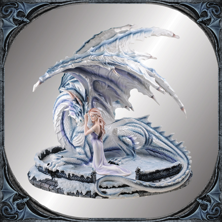 "Wintercloak" white dragon and princess 